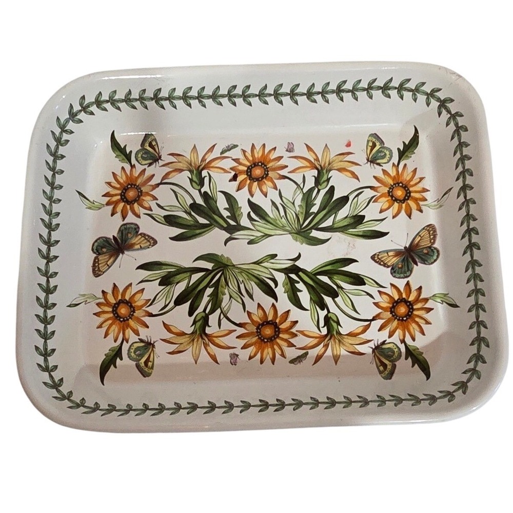 Whimsical Portmeirion Flower Butterfly Baking Dish Vintage Cottage Core English